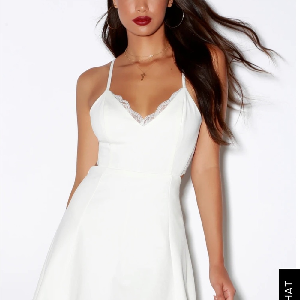 NWT Lulu's x Lush Perfect Evening Ivory Lace Skater Dress - XS